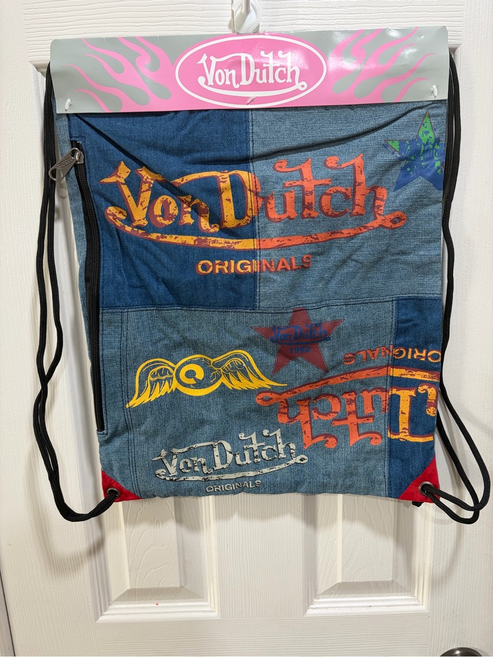 Von Dutch Blue Graphic Drawstring Backpack